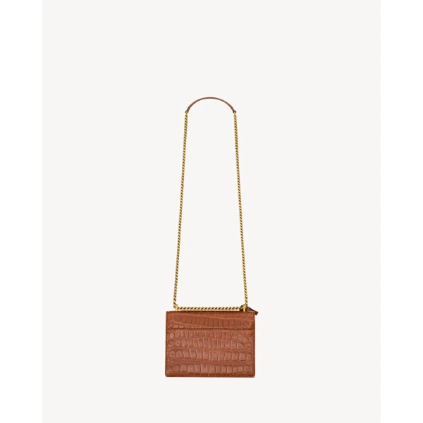 Saint Laurent SUNSET small in crocodile embossed leather designed in Paris