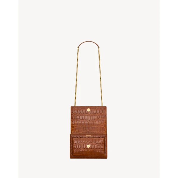 Saint Laurent SUNSET small in crocodile embossed leather designed in Paris
