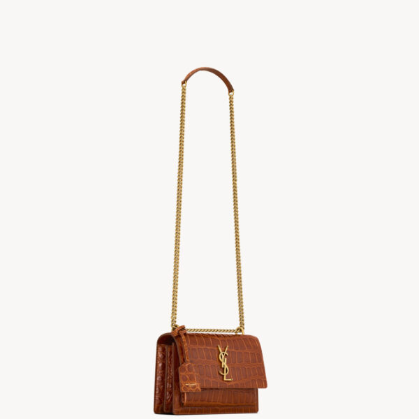 Saint Laurent SUNSET small in crocodile embossed leather, view 6