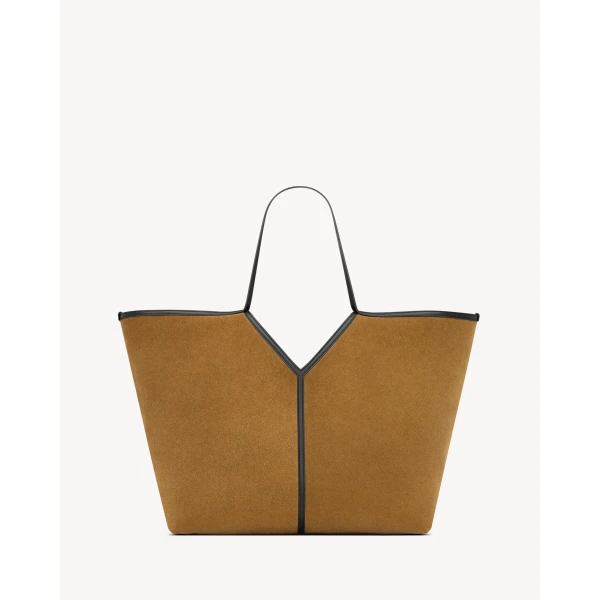 Saint Laurent Y slim tote in velour leather designed in Paris