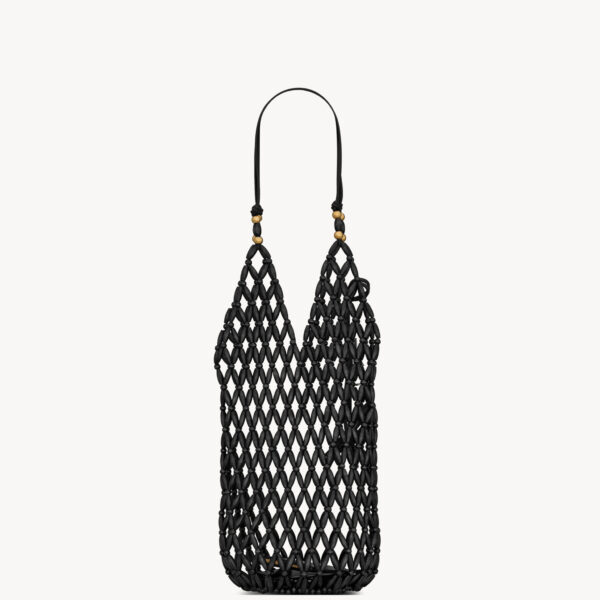 Saint Laurent supple bucket in wood beads, view 2