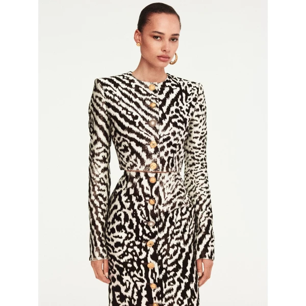Schiaparelli Animal Print Collarless Short Jacket Jackets in Schiaparelli Authentic Luxury Fashion at Luxury Shoes 