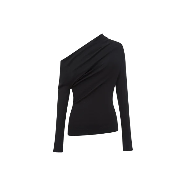 Shona Joy Aby Asymmetrical Jersey Top - Black - Tops - Australian Luxury Eventwear at Luxury Shoes 