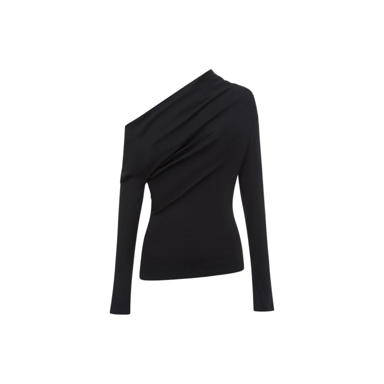 Shona Joy Aby Asymmetrical Jersey Top - Black - Tops - Australian Luxury Eventwear at Luxury Shoes 