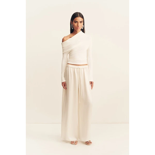 Shona Joy Aby Asymmetrical Jersey Top - Ivory - Tops - Australian Luxury Eventwear at Luxury Shoes 
