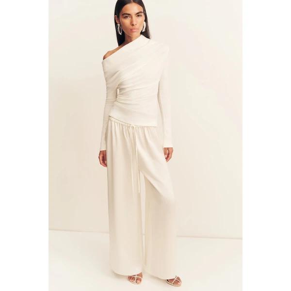 Shona Joy Aby Asymmetrical Jersey Top - Ivory - Tops - Australian Luxury Eventwear at Luxury Shoes 