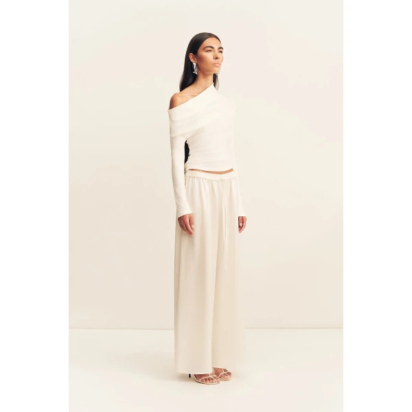 Shona Joy Aby Asymmetrical Jersey Top - Ivory - Tops - Australian Luxury Eventwear at Luxury Shoes 
