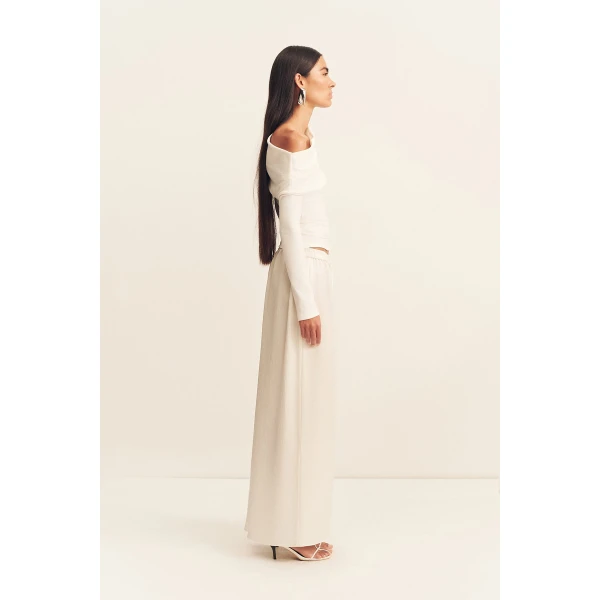 Shona Joy Aby Asymmetrical Jersey Top - Ivory - Tops - Australian Luxury Eventwear at Luxury Shoes 