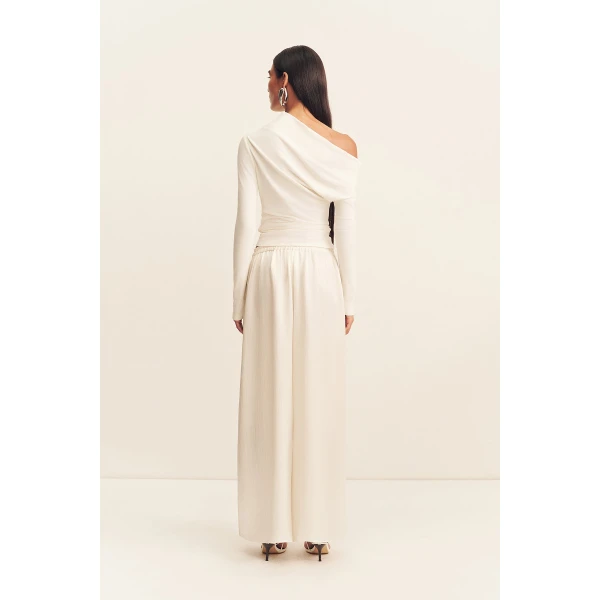 Shona Joy Aby Asymmetrical Jersey Top - Ivory - Tops - Australian Luxury Eventwear at Luxury Shoes 