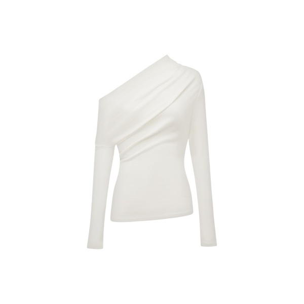 Shona Joy Aby Asymmetrical Jersey Top - Ivory - Tops - Australian Luxury Eventwear at Luxury Shoes 