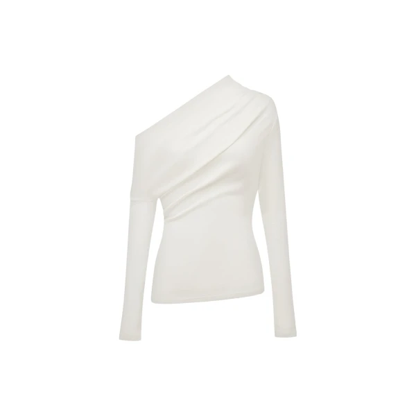 Shona Joy Aby Asymmetrical Jersey Top - Ivory - Tops - Australian Luxury Eventwear at Luxury Shoes 