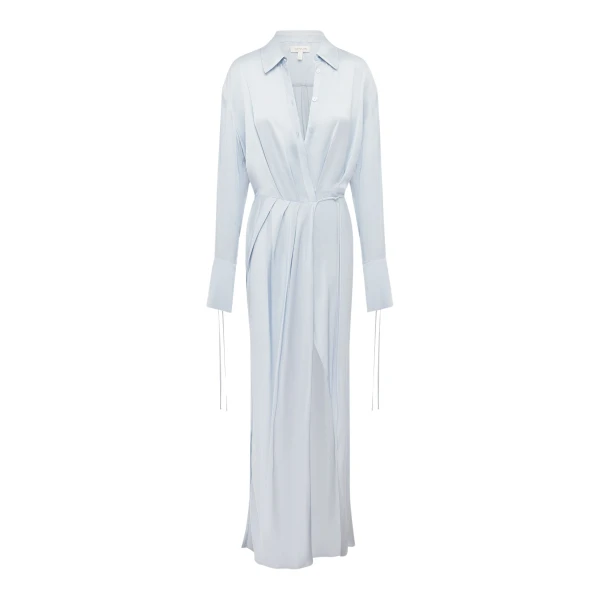 Shona Joy Agnes Draped Shirt Maxi Dress - Arcadian Blue - Dresses - Australian Luxury Eventwear at Luxury Shoes 