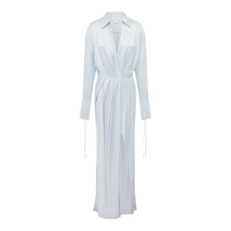 Shona Joy Agnes Draped Shirt Maxi Dress - Arcadian Blue - Dresses - Australian Luxury Eventwear at Luxury Shoes 