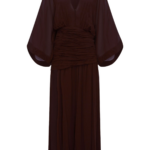 Shona Joy Amina Flared Sleeve Plunged Maxi Dress - Ristretto - Dresses - Australian Luxury Eventwear at Luxury Shoes 