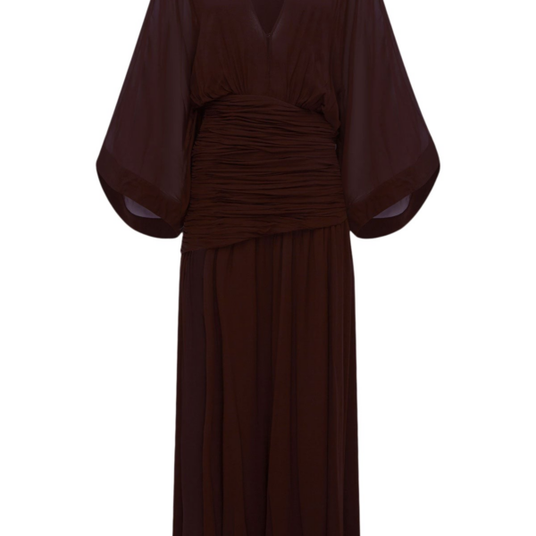 Shona Joy Amina Flared Sleeve Plunged Maxi Dress – Ristretto
