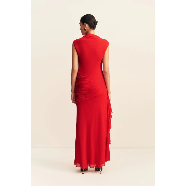 Shona Joy Amina High Neck Ruffle Maxi Dress - Chilli - Dresses - Australian Luxury Eventwear at Luxury Shoes 