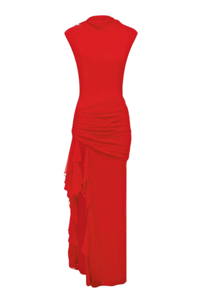Shona Joy Amina High Neck Ruffle Maxi Dress - Chilli - Dresses - Australian Luxury Eventwear at Luxury Shoes 