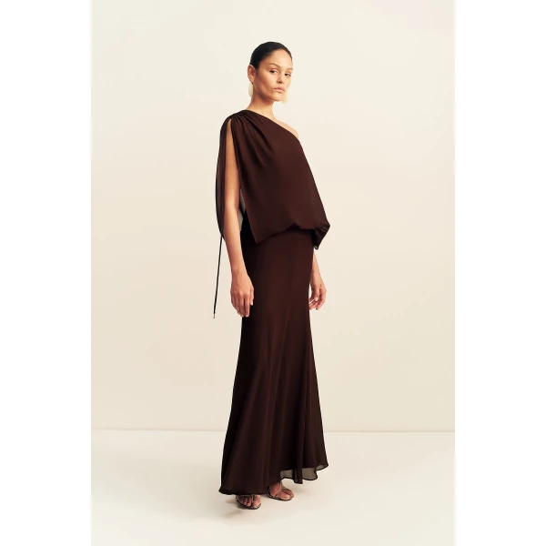 Shona Joy Amina Off Shoulder Blouson Maxi Dress - Ristretto - Dresses - Australian Luxury Eventwear at Luxury Shoes 
