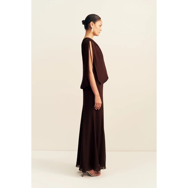 Shona Joy Amina Off Shoulder Blouson Maxi Dress - Ristretto - Dresses - Australian Luxury Eventwear at Luxury Shoes 