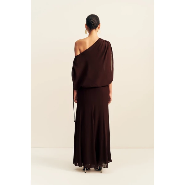 Shona Joy Amina Off Shoulder Blouson Maxi Dress - Ristretto - Dresses - Australian Luxury Eventwear at Luxury Shoes 