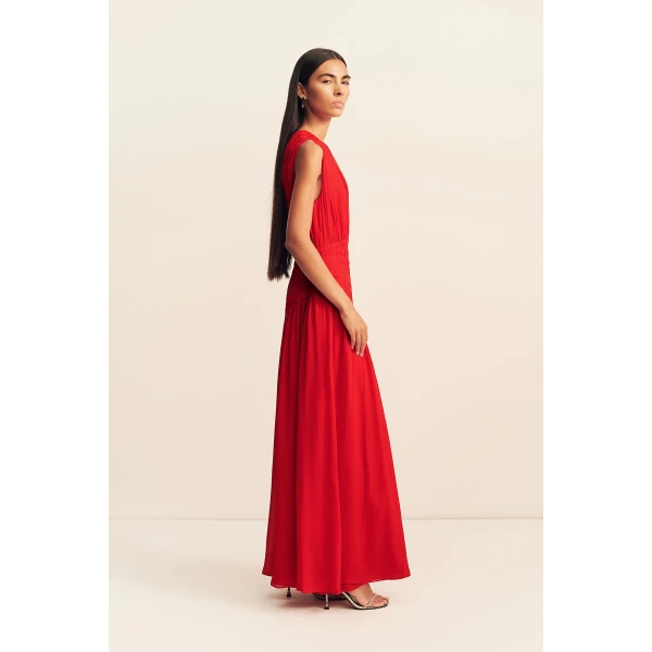 Shona Joy Amina Panelled Ruched Maxi Dress - Chilli - Dresses - Australian Luxury Eventwear at Luxury Shoes 