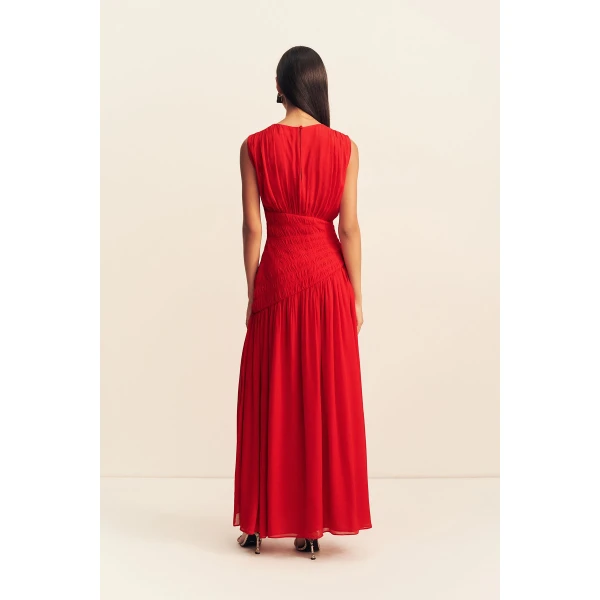 Shona Joy Amina Panelled Ruched Maxi Dress - Chilli - Dresses - Australian Luxury Eventwear at Luxury Shoes 