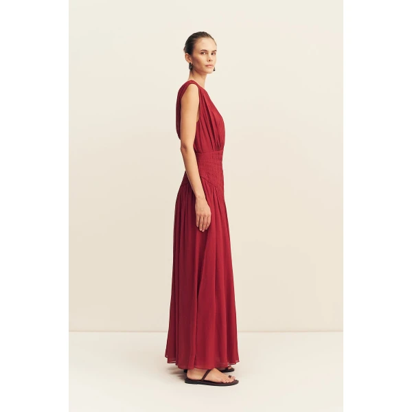 Shona Joy Amina Panelled Ruched Maxi Dress - Sangria - Dresses - Australian Luxury Eventwear at Luxury Shoes 