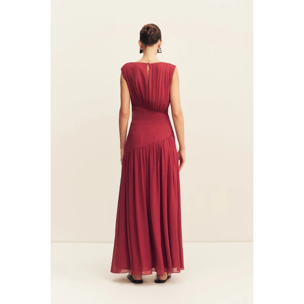 Shona Joy Amina Panelled Ruched Maxi Dress - Sangria - Dresses - Australian Luxury Eventwear at Luxury Shoes 