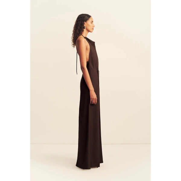 Shona Joy Asher Button Wide Leg Pant - Ristretto - Pants - Australian Luxury Eventwear at Luxury Shoes 