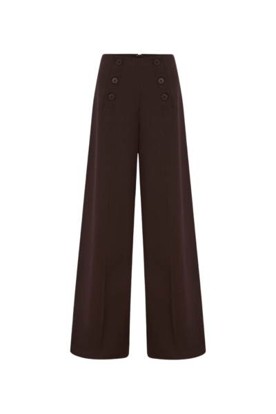 Shona Joy Asher Button Wide Leg Pant - Ristretto - Pants - Australian Luxury Eventwear at Luxury Shoes 