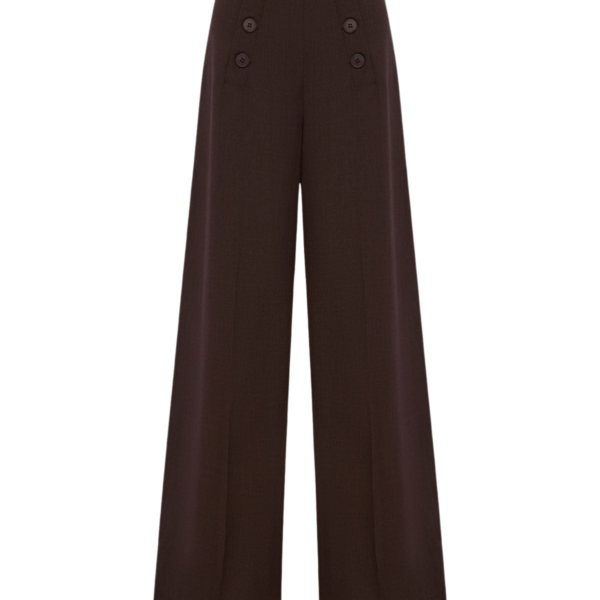 Shona Joy Asher Button Wide Leg Pant - Ristretto - Pants - Australian Luxury Eventwear at Luxury Shoes 