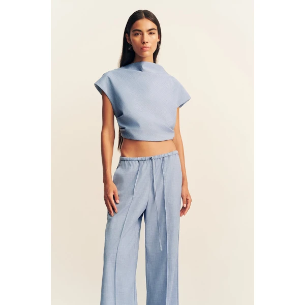 Shona Joy Asher Cap Sleeve Top - Chambray Blue - Tops - Australian Luxury Eventwear at Luxury Shoes 