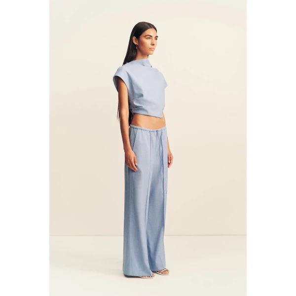 Shona Joy Asher Cap Sleeve Top - Chambray Blue - Tops - Australian Luxury Eventwear at Luxury Shoes 