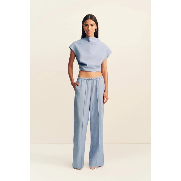Shona Joy Asher Drawstring Pant - Chambray Blue - Pants - Australian Luxury Eventwear at Luxury Shoes 