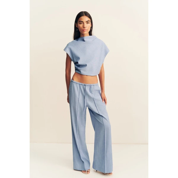 Shona Joy Asher Drawstring Pant - Chambray Blue - Pants - Australian Luxury Eventwear at Luxury Shoes 