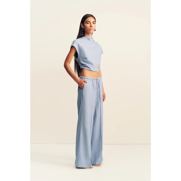Shona Joy Asher Drawstring Pant - Chambray Blue - Pants - Australian Luxury Eventwear at Luxury Shoes 