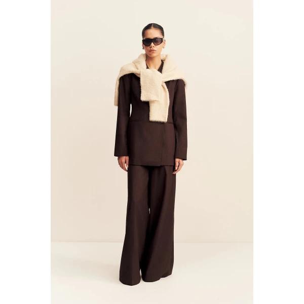 Shona Joy Asher Hourglass Double Breasted Blazer - Ristretto - Jackets - Australian Luxury Eventwear at Luxury Shoes 