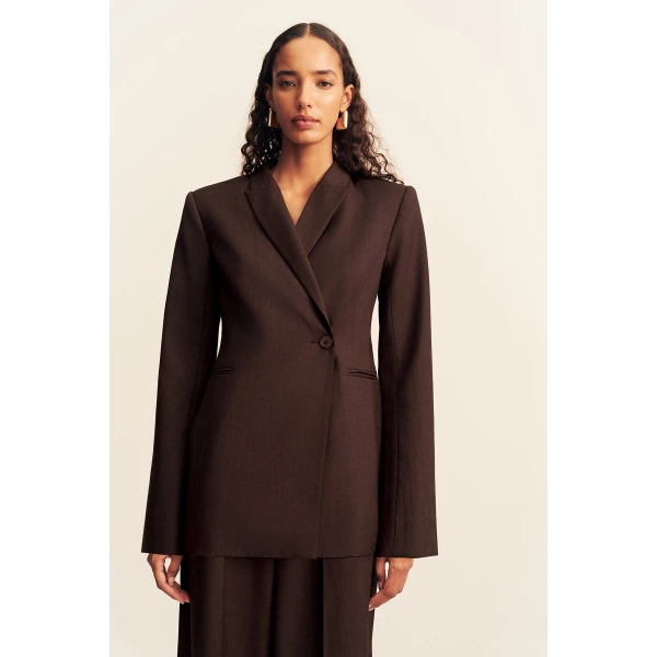 Shona Joy Asher Hourglass Double Breasted Blazer - Ristretto - Jackets - Australian Luxury Eventwear at Luxury Shoes 