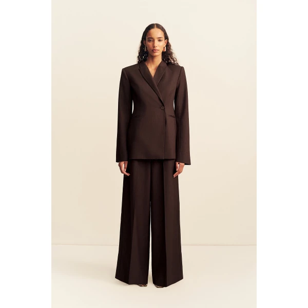Shona Joy Asher Hourglass Double Breasted Blazer - Ristretto - Jackets - Australian Luxury Eventwear at Luxury Shoes 