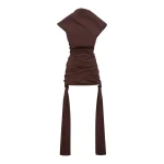 Shona Joy Campbell Draped Tie Mini Dress - Ristretto - Dresses - Australian Luxury Eventwear at Luxury Shoes 
