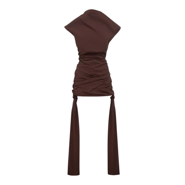 Shona Joy Campbell Draped Tie Mini Dress - Ristretto - Dresses - Australian Luxury Eventwear at Luxury Shoes 