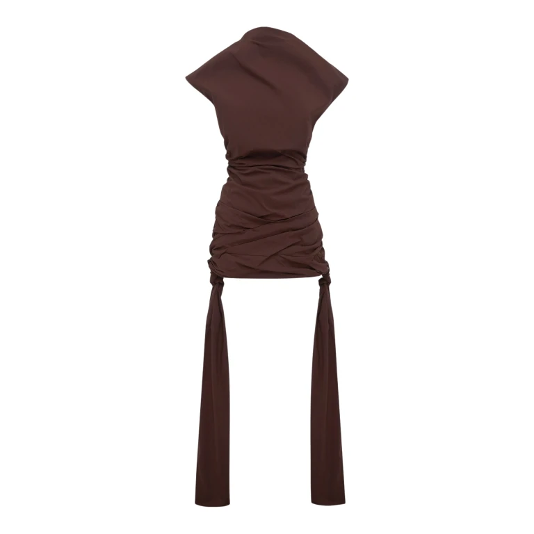 Shona Joy Campbell Draped Tie Mini Dress - Ristretto - Dresses - Australian Luxury Eventwear at Luxury Shoes 