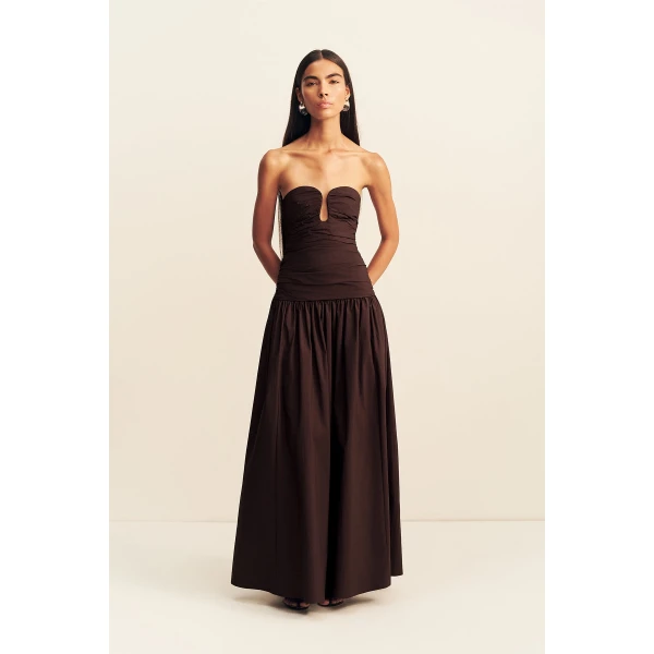 Shona Joy Campbell Fitted Drop Waist Maxi Dress - Ristretto - Dresses - Australian Luxury Eventwear at Luxury Shoes 
