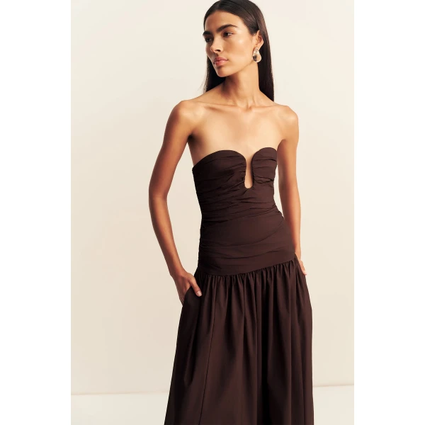 Shona Joy Campbell Fitted Drop Waist Maxi Dress - Ristretto - Dresses - Australian Luxury Eventwear at Luxury Shoes 