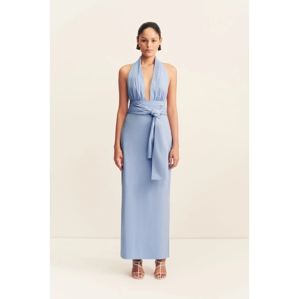 Shona Joy Campbell Halter Plunged Maxi Dress - Azurine - Dresses - Australian Luxury Eventwear at Luxury Shoes 