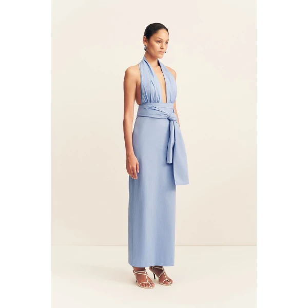 Shona Joy Campbell Halter Plunged Maxi Dress - Azurine - Dresses - Australian Luxury Eventwear at Luxury Shoes 