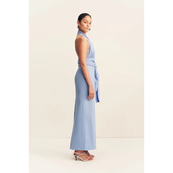 Shona Joy Campbell Halter Plunged Maxi Dress - Azurine - Dresses - Australian Luxury Eventwear at Luxury Shoes 