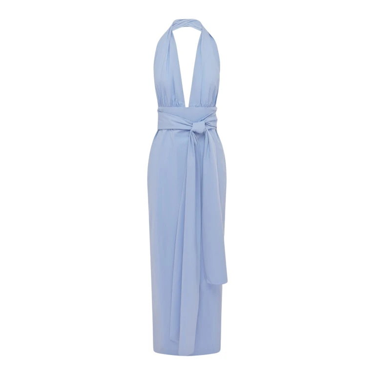 Shona Joy Campbell Halter Plunged Maxi Dress - Azurine - Dresses - Australian Luxury Eventwear at Luxury Shoes 