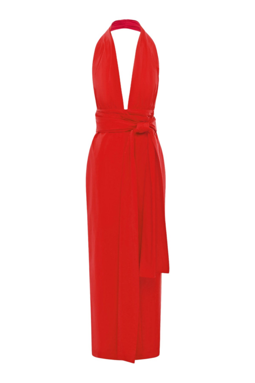 Shona Joy Campbell Halter Plunged Maxi Dress - Goji - Dresses - Australian Luxury Eventwear at Luxury Shoes 