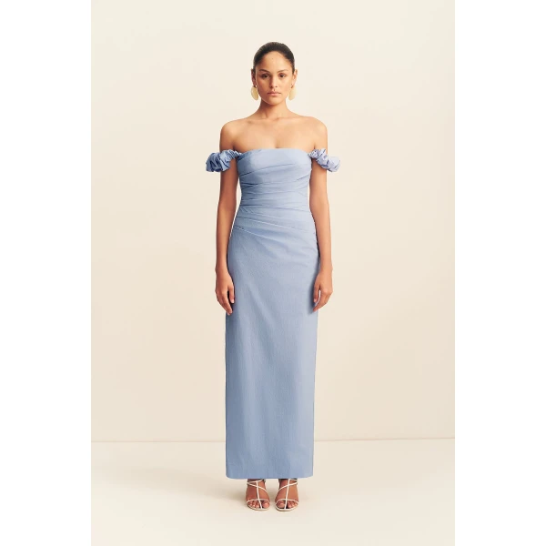 Shona Joy Campbell Off Shoulder Draped Maxi Dress - Azurine - Dresses - Australian Luxury Eventwear at Luxury Shoes 
